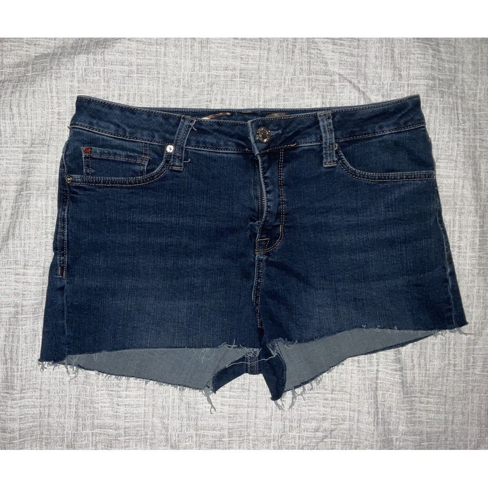 Seven7 Weekend Fray Hem Blue Denim Jean Stretch‎ Shorts Womens size 8